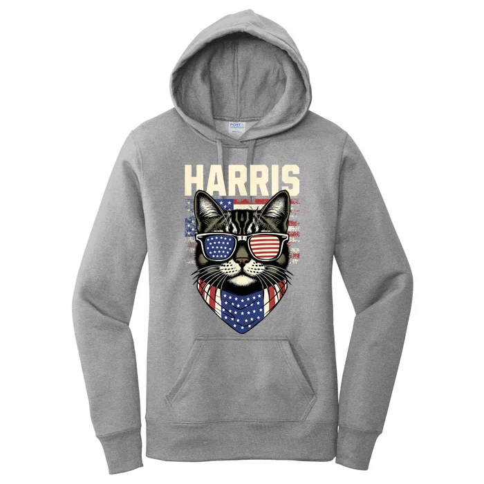 Kamala Harris For President 2024 Funny Cat Lady Graphic Women's Pullover Hoodie