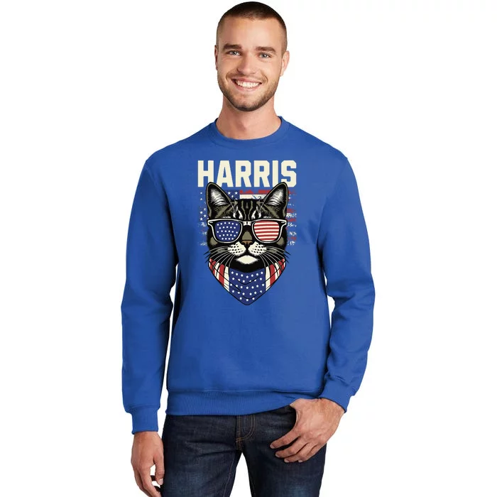 Kamala Harris For President 2024 Funny Cat Gift Tall Sweatshirt