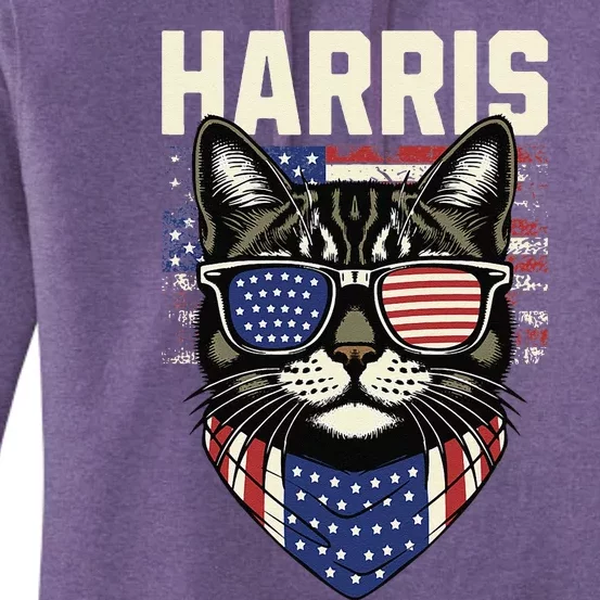 Kamala Harris For President 2024 Funny Cat Gift Women's Pullover Hoodie