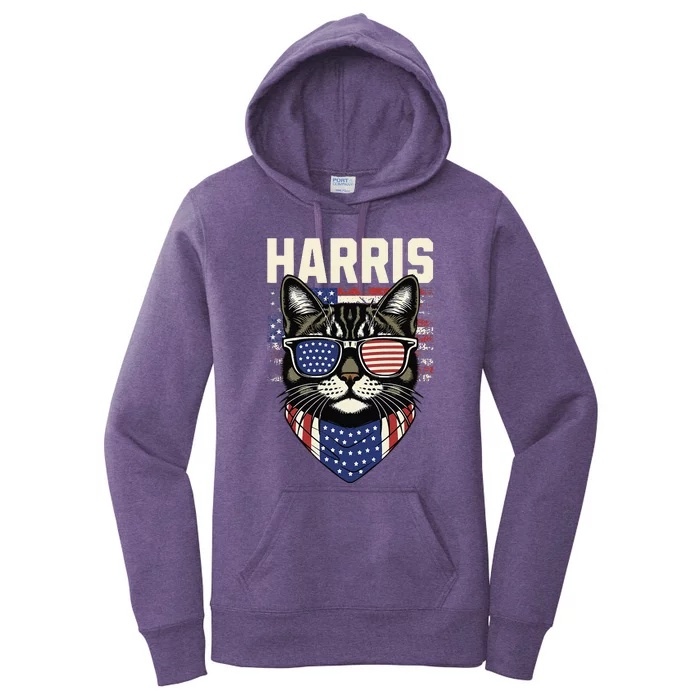 Kamala Harris For President 2024 Funny Cat Gift Women's Pullover Hoodie