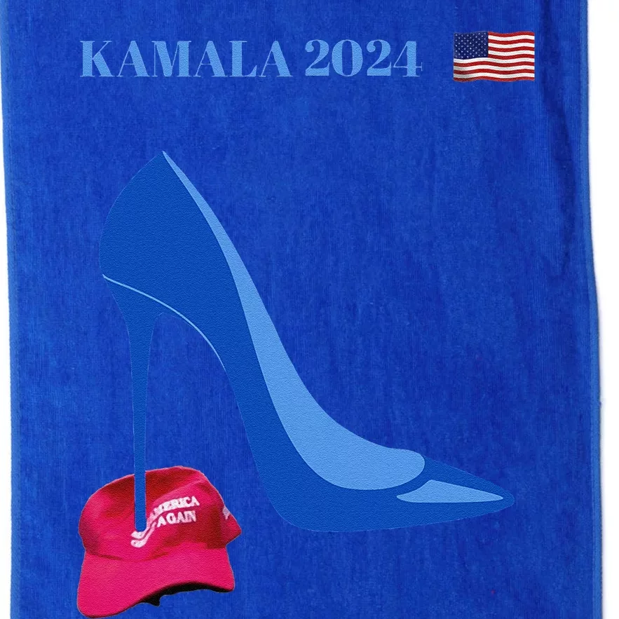 Kamala Harris For President 2024 High Heel Crushed Maga Hat Platinum Collection Golf Towel