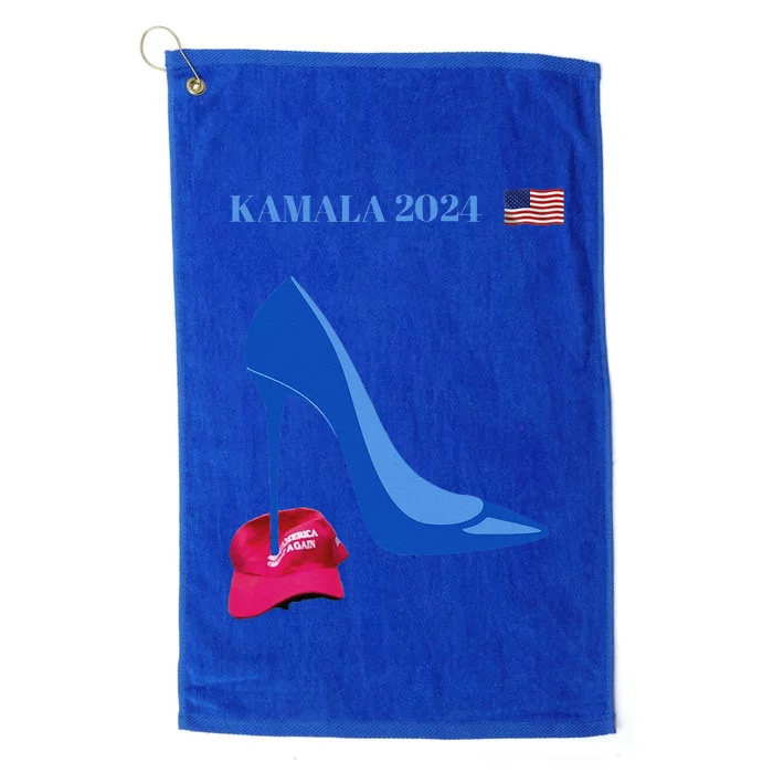 Kamala Harris For President 2024 High Heel Crushed Maga Hat Platinum Collection Golf Towel