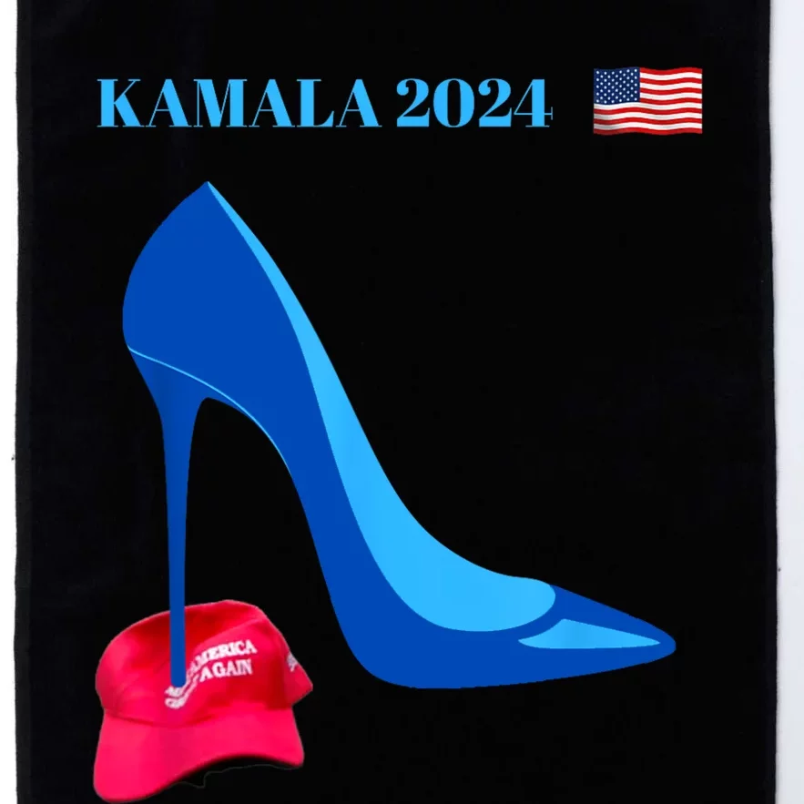 Kamala Harris For President 2024 High Heel Crushed Maga Hat Platinum Collection Golf Towel