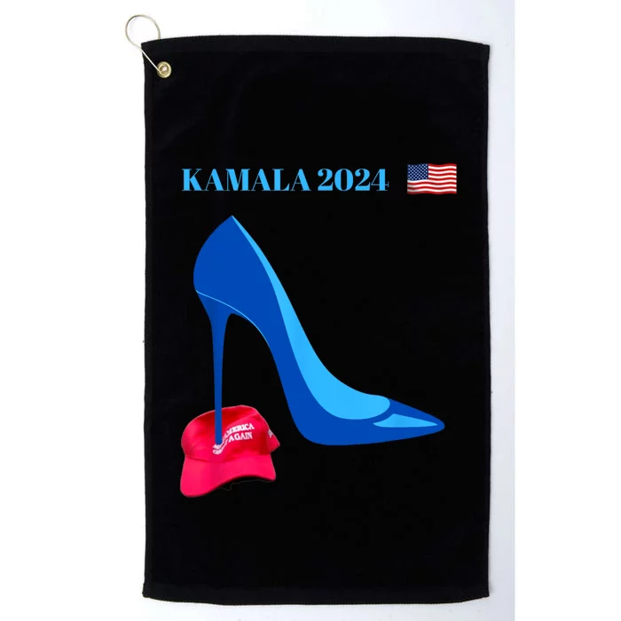 Kamala Harris For President 2024 High Heel Crushed Maga Hat Platinum Collection Golf Towel