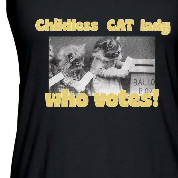 Kamala Harris Funny Childless Cat Lady Voting 2024 Ladies Essential Flowy Tank