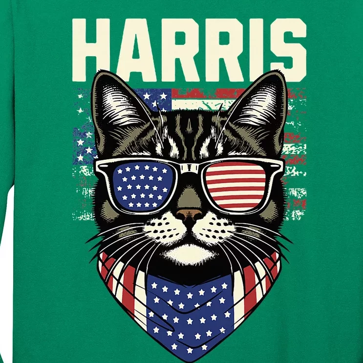 Kamala Harris For President 2024 Funny Cat Graphic Long Sleeve Shirt