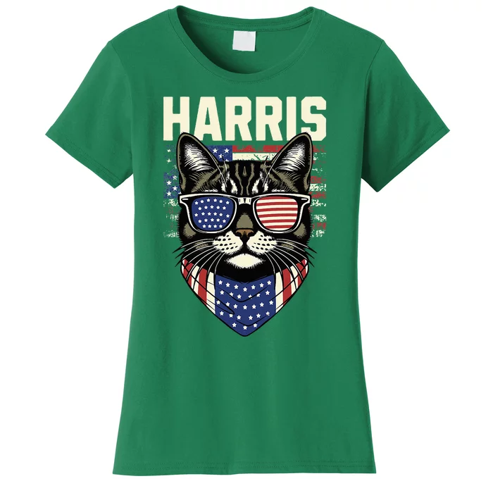 Kamala Harris For President 2024 Funny Cat Graphic Women's T-Shirt