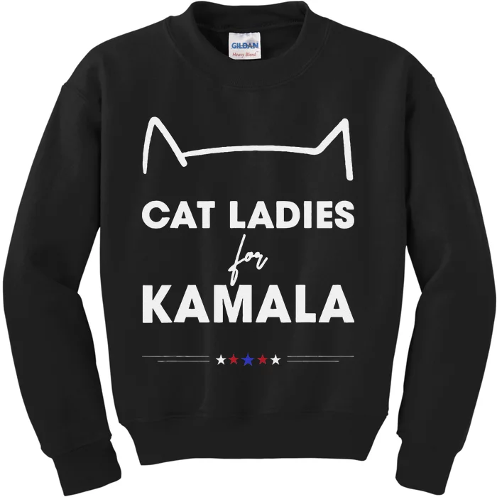 Kamala Harris For President 2024 Cute Cat Mom Cat Lover Kids Sweatshirt