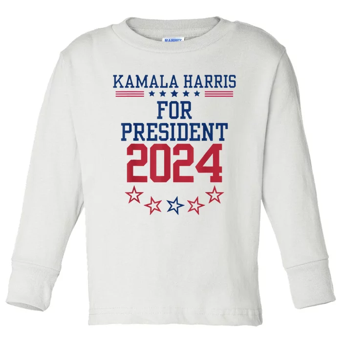 Kamala Harris For President 2024 Toddler Long Sleeve Shirt