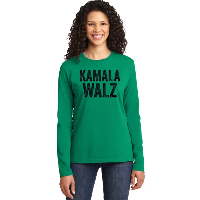 Kamala Harris For President 24 Democrat Vintage Kamala Walz Ladies Long Sleeve Shirt