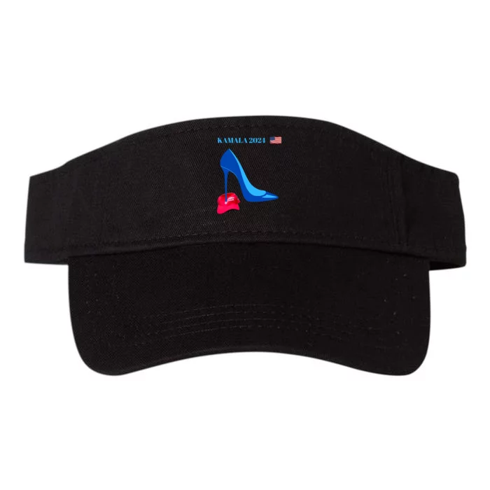 Kamala Harris For President 2024 High Heel Crushed Maga Hat Valucap Bio-Washed Visor