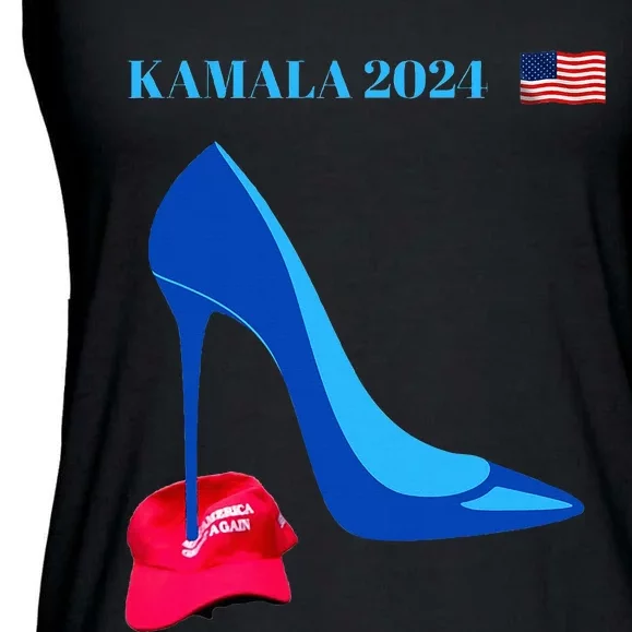 Kamala Harris For President 2024 High Heel Crushed Maga Hat Ladies Essential Flowy Tank