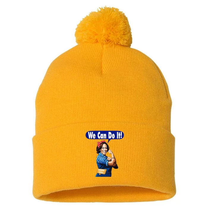 Kamala Harris For President 2024 We Can Do It! Pom Pom 12in Knit Beanie