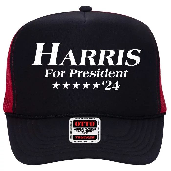 Kamala Harris For President 2024 High Crown Mesh Trucker Hat