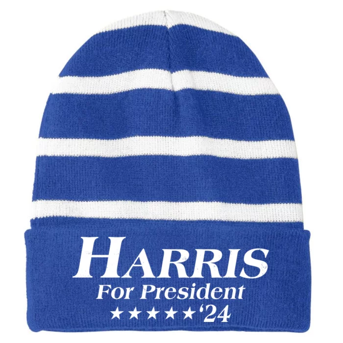 Kamala Harris For President 2024 Striped Beanie with Solid Band