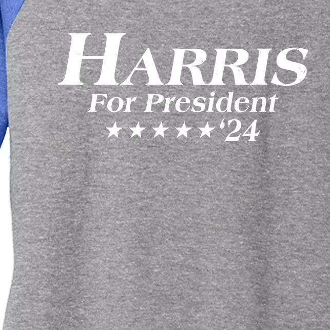 Kamala Harris For President 2024 Women's Tri-Blend 3/4-Sleeve Raglan Shirt