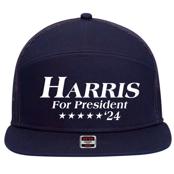 Kamala Harris For President 2024 7 Panel Mesh Trucker Snapback Hat