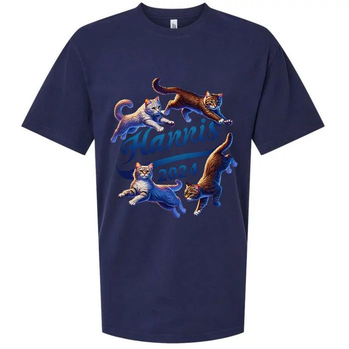 Kamala Harris For President 2024 Funny Cat Sueded Cloud Jersey T-Shirt