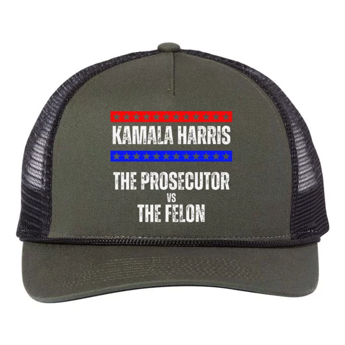 Kamala Harris For President The Prosecutor Vs The Felon 2024 Retro Rope Trucker Hat Cap