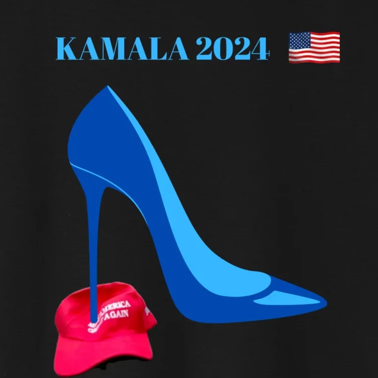 Kamala Harris For President 2024 High Heel Crushed Maga Hat Women's Crop Top Tee