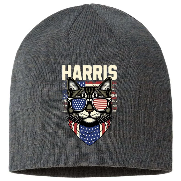 Kamala Harris For President 2024 Funny Cat Graphic 8 1/2in Sustainable Knit Beanie