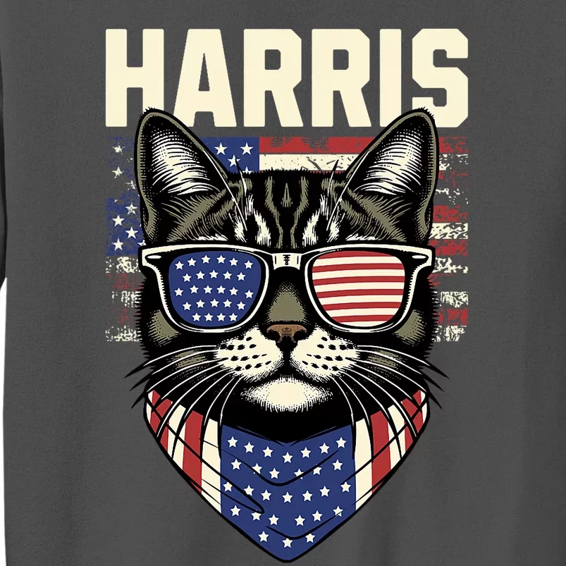 Kamala Harris For President 2024 Funny Cat Graphic Tall Sweatshirt