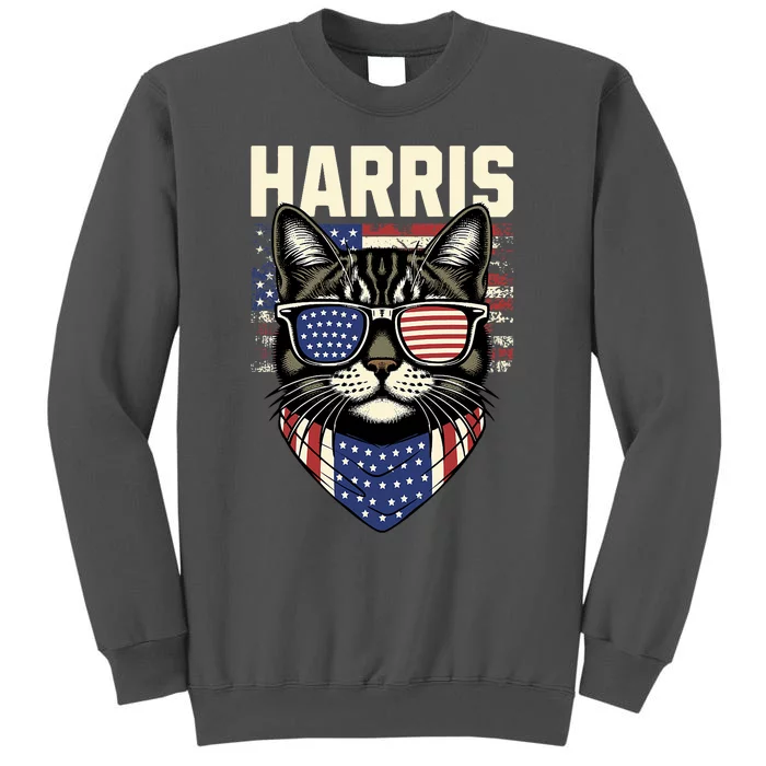 Kamala Harris For President 2024 Funny Cat Graphic Tall Sweatshirt