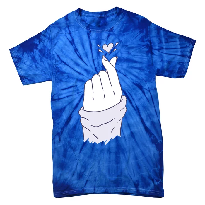 Korean Hand Finger Heart Kgiftpop Saranghae Purple Gift Tie-Dye T-Shirt