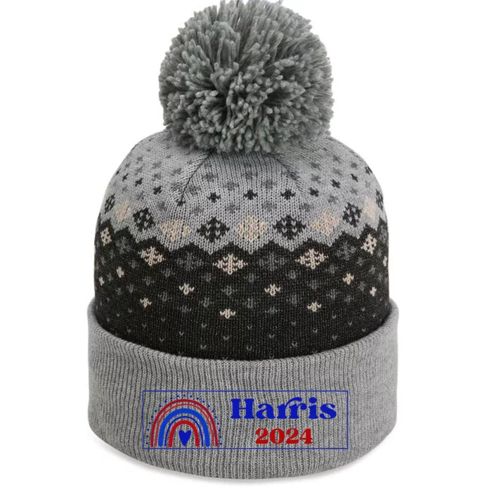 Kamala Harris For President 2024 Boho Rainbow Style The Baniff Cuffed Pom Beanie