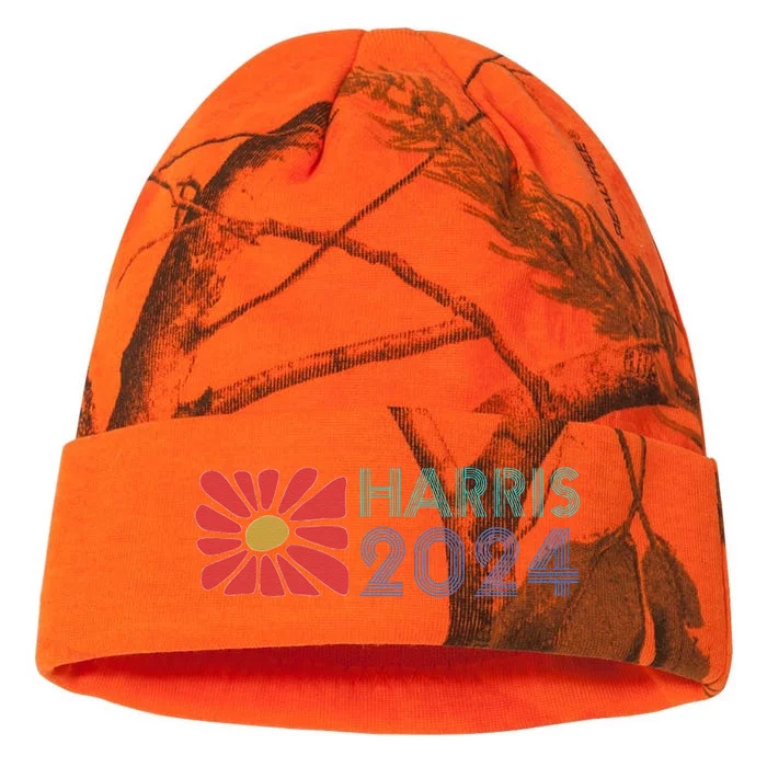 Kamala Harris For President 2024 Boho Vintage Flower Style Kati - 12in Camo Beanie