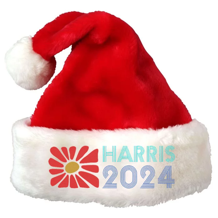 Kamala Harris For President 2024 Boho Vintage Flower Style Premium Christmas Santa Hat