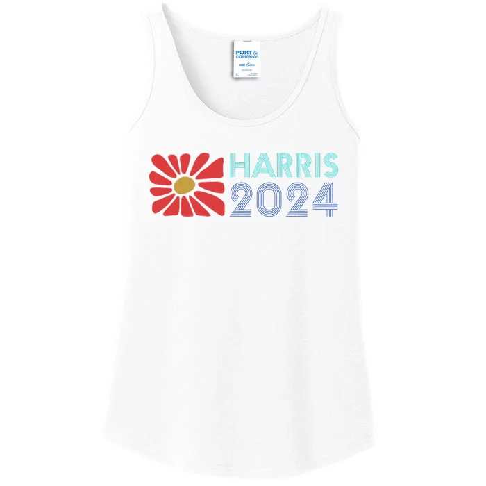 Kamala Harris For President 2024 Boho Vintage Flower Style Ladies Essential Tank