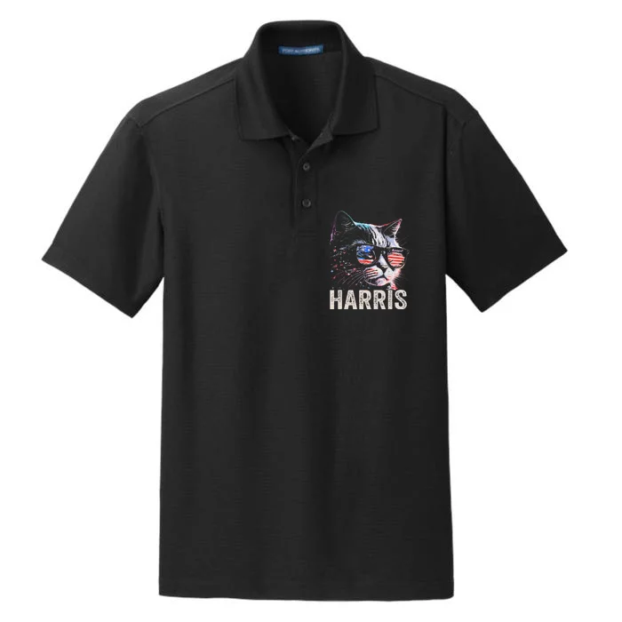 Kamala Harris For President 2024 Funny Cat Dry Zone Grid Performance Polo