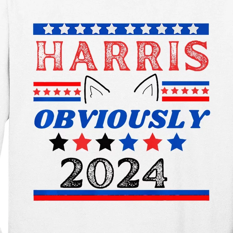 Kamala Harris For President 2024 Harris Obviously Usa Flag Long Sleeve Shirt