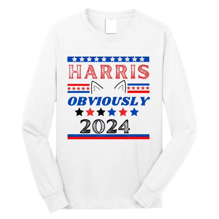 Kamala Harris For President 2024 Harris Obviously Usa Flag Long Sleeve Shirt