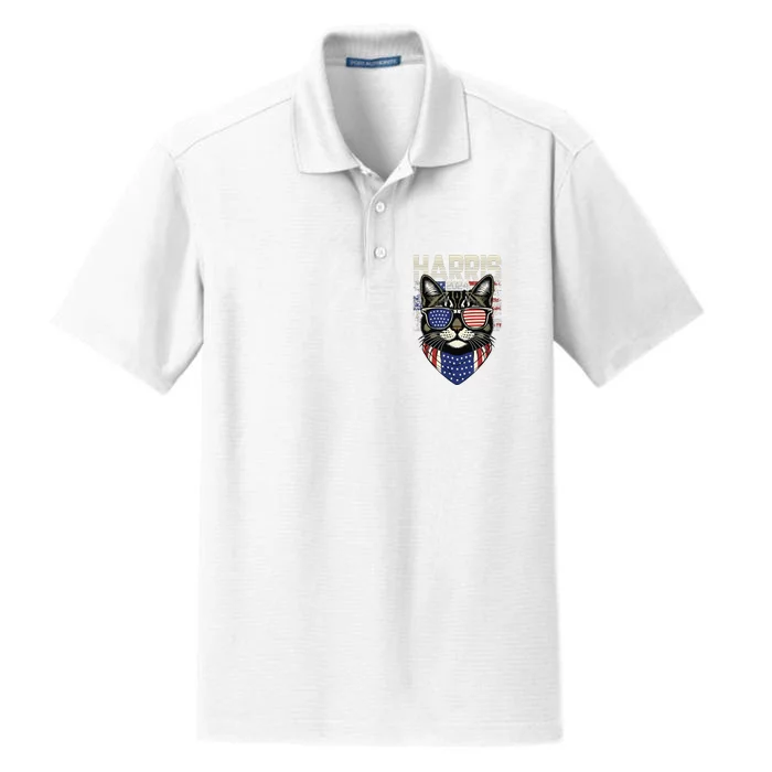 Kamala Harris For President 2024 Funny Cat Lady Dry Zone Grid Performance Polo