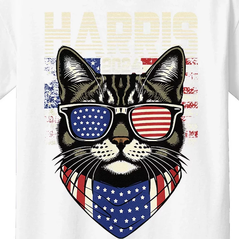 Kamala Harris For President 2024 Funny Cat Lady Kids T-Shirt