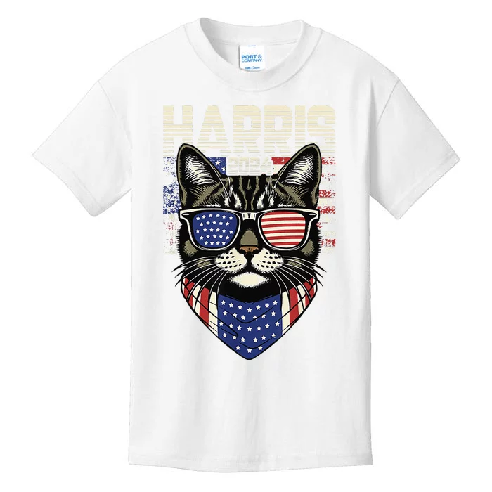 Kamala Harris For President 2024 Funny Cat Lady Kids T-Shirt