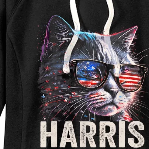 Kamala Harris For President 2024 Funny Cat Graphic Women's Fleece Hoodie