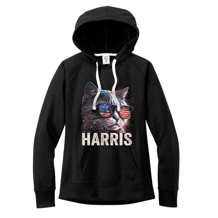 Kamala Harris For President 2024 Funny Cat Graphic Women's Fleece Hoodie