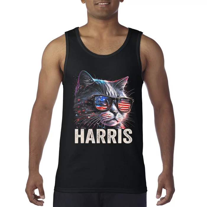 Kamala Harris For President 2024 Funny Cat Graphic Tank Top