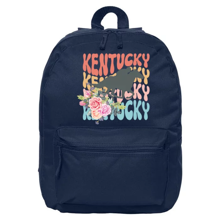 Kentucky Horse Floral Colorful Retro 16 in Basic Backpack