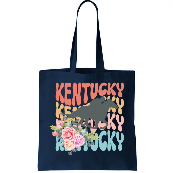 Kentucky Horse Floral Colorful Retro Tote Bag