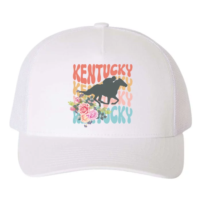 Kentucky Horse Floral Colorful Retro Yupoong Adult 5-Panel Trucker Hat