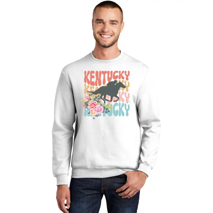 Kentucky Horse Floral Colorful Retro Sweatshirt