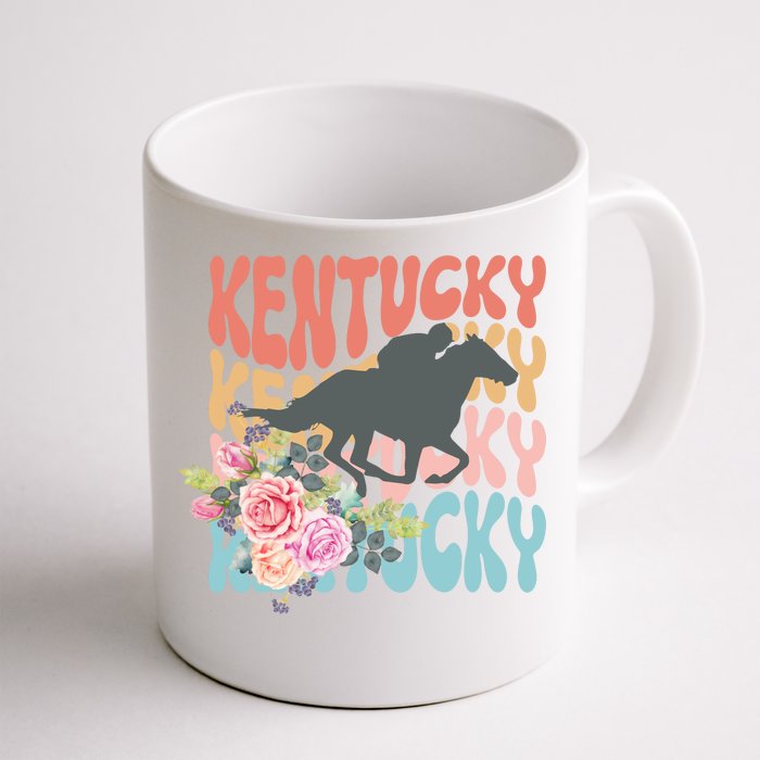 Kentucky Horse Floral Colorful Retro Front & Back Coffee Mug