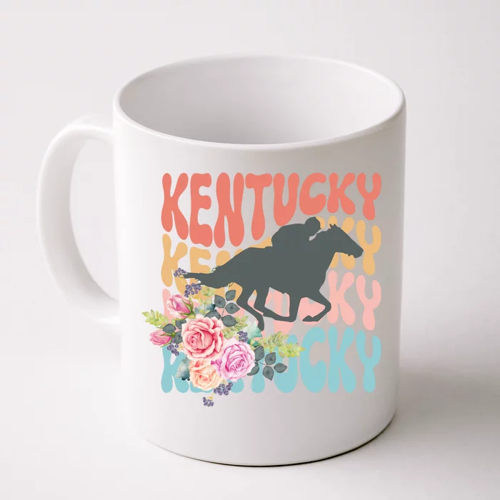 Kentucky Horse Floral Colorful Retro Front & Back Coffee Mug