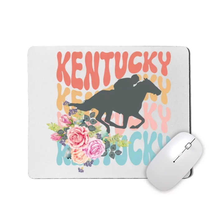 Kentucky Horse Floral Colorful Retro Mousepad