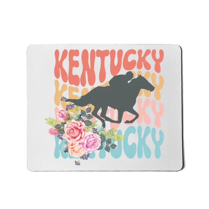 Kentucky Horse Floral Colorful Retro Mousepad