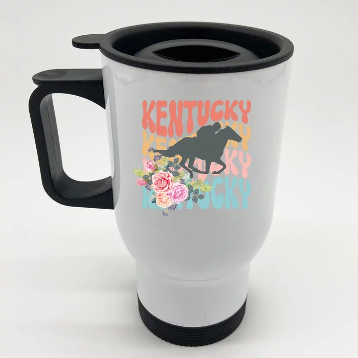 Kentucky Horse Floral Colorful Retro Front & Back Stainless Steel Travel Mug